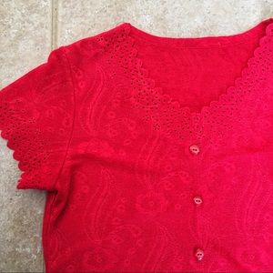 Red lace blouse